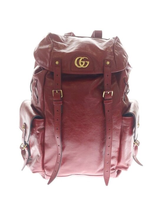 Gucci Rebel Tiger Cat Head GG Marmont Backpack Red Leather Gold main image 5